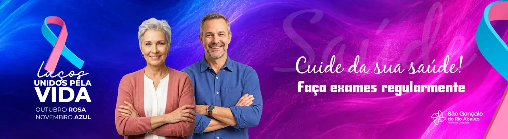 Outubro Rosa e Novembro Azul — Laços unidos pela vida. Cuide da sua saúde! Faça exames regularmente.